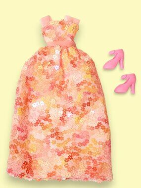 OOAK Barbie-Sized Multicolor Flower Sequin Gown